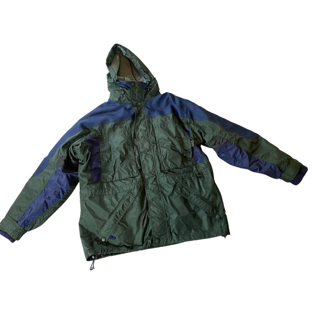 Columbia Mens Jacket Green & Navy 3 in 1 Zip Out Large